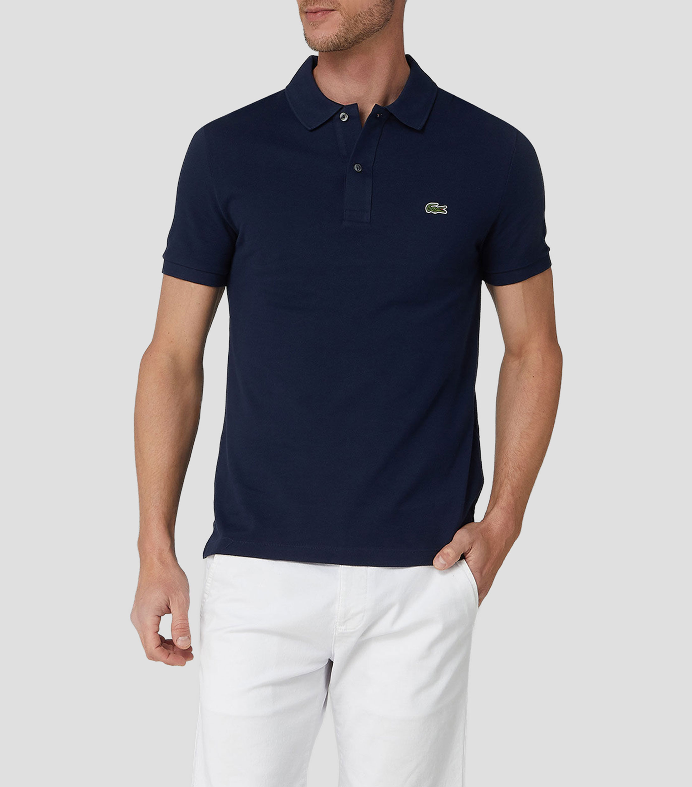 Playera tipo polo con manga corta lisa Hombre